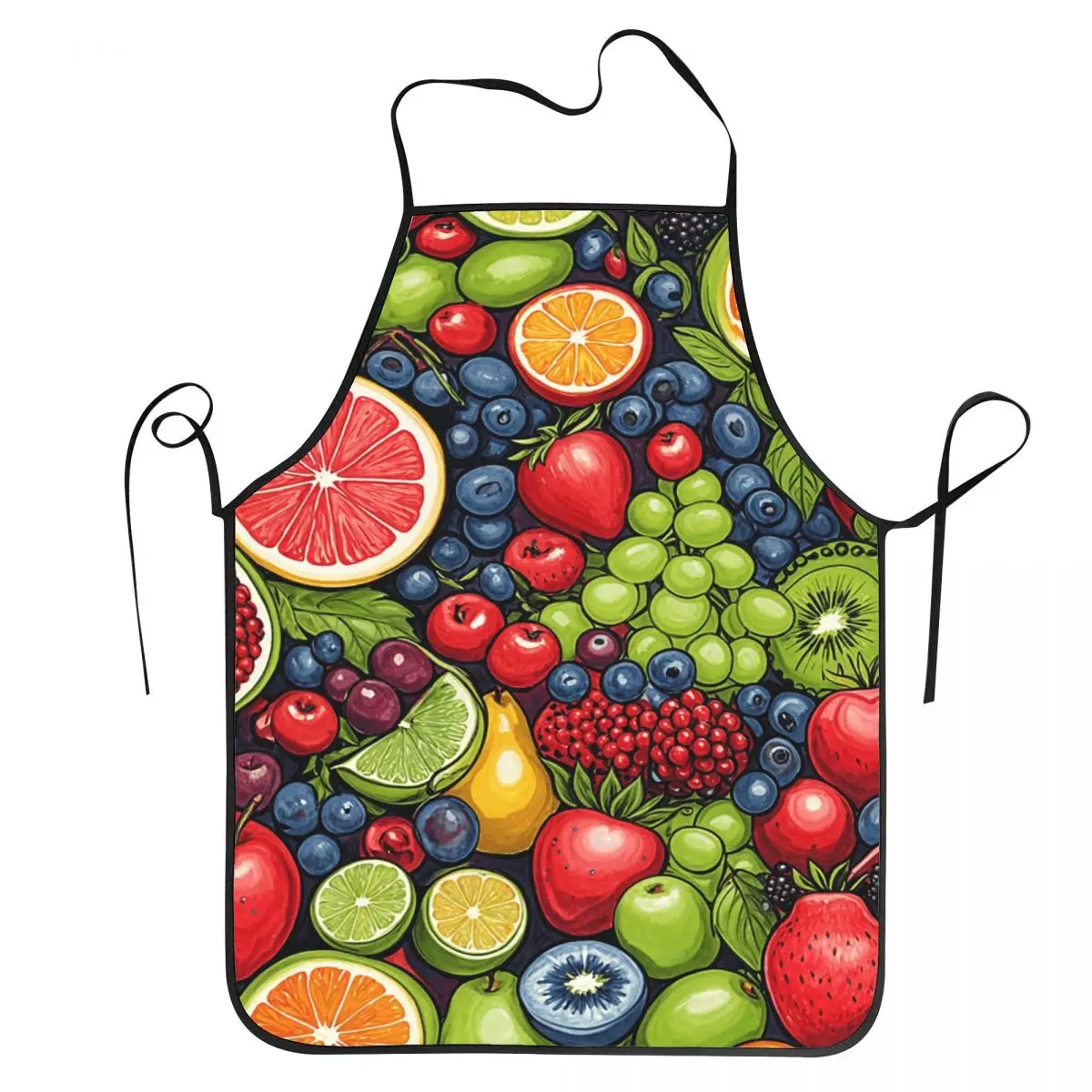 Fruit Print With Strawberries Grapes Apples Kiwi Lemon Grapefruit Aprons Chef Cuisine Tablier Bib Kitchen Cleaning Pinafore