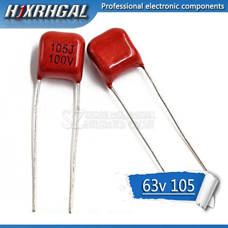 10PCS 63V105J  1UF Pitch 5MM 63V 105 1000nf CBB Polypropylene film capacitor hjxrhgal