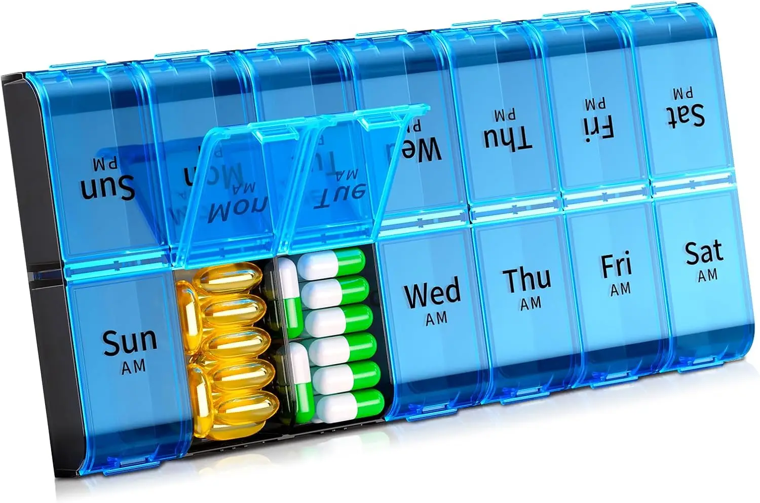 Labelife XL Large Weekly Pill Organizer 2 Times a Day, Extra Big 7 Day Pill Box AM PM, Daily Pill Case Medicine Organizer