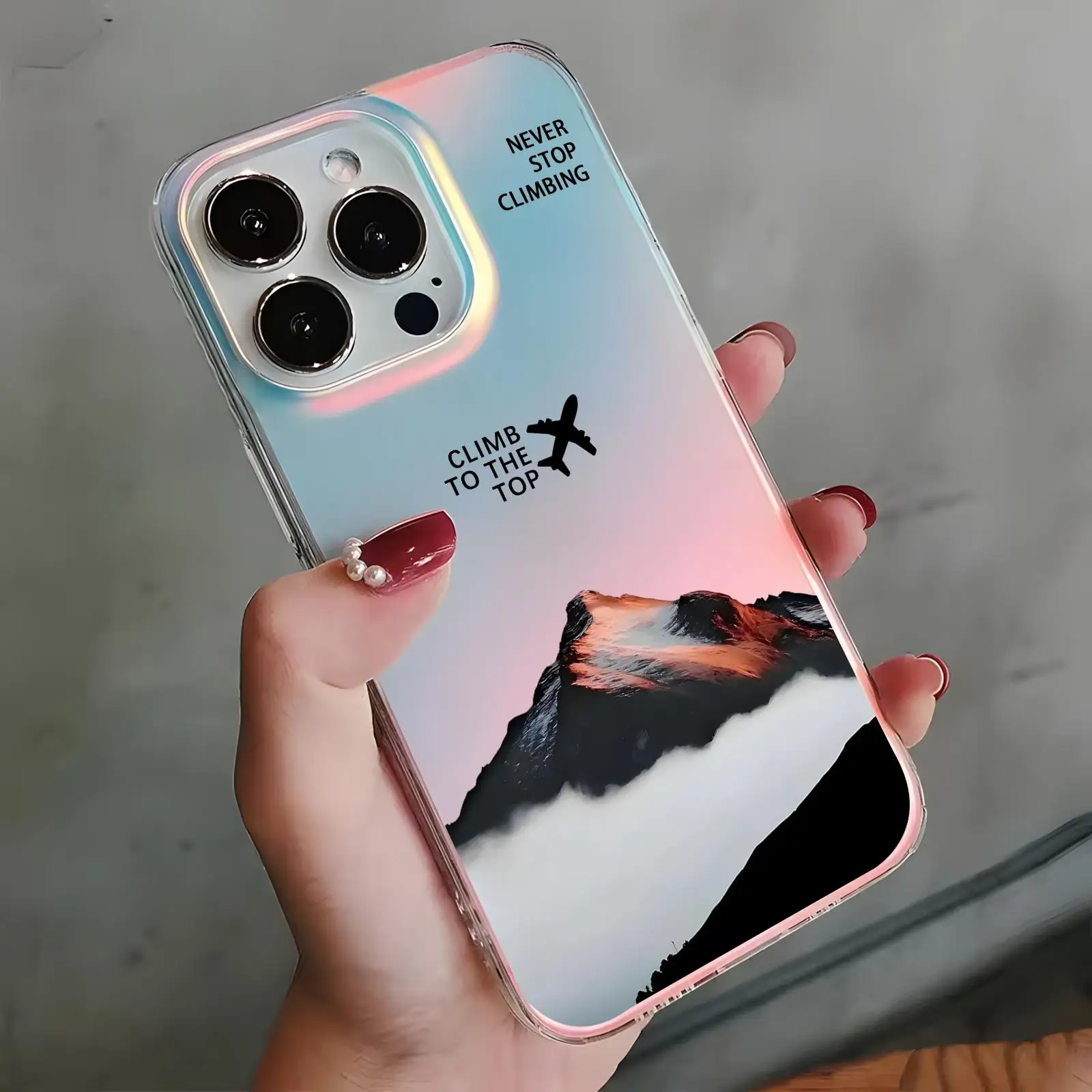 Funda Antigolpes T-The North Fashion F-Face con Diseño Aurora Laser Gradient para iPhone 17 16 15 14 13 12 11 Pro Max