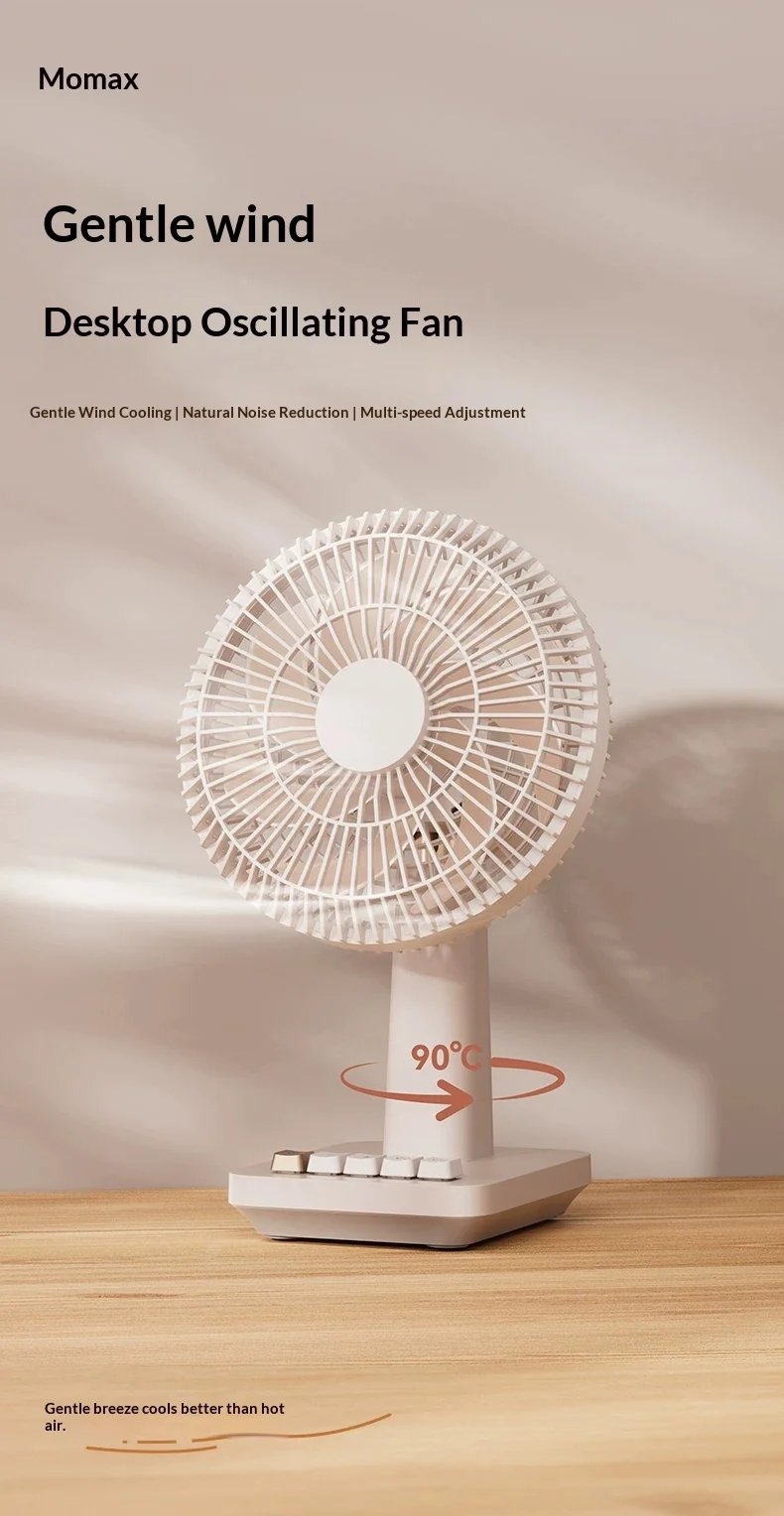 Momax IF20 Desktop Small Fan Top Equipped With High Speed Brushless Motor Desktop Fan Long Battery Life Of 12 Hours For Gifts