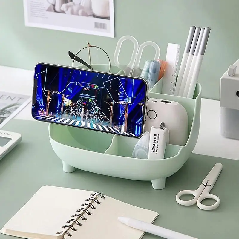 Creative 6 Grid Desktop Organizer Pen Holder Multifunctional Desk Makeup Pencil Storage Box School Office Stationery Stand