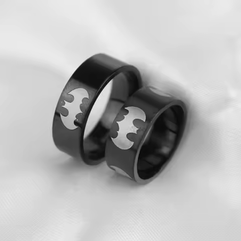 Bat Ring Vintage Finger Rings for Men Open Size Gun Black / Silver Color Jewelry Ring Personality Band Party Ring Wholesale