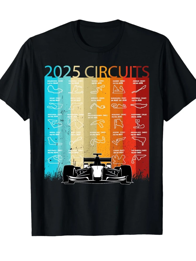 

Formula Racing Track Graphic with Colorful Circuit Designs-100% cotton summer casual O-neck short sleeve printed men's T-shirt.