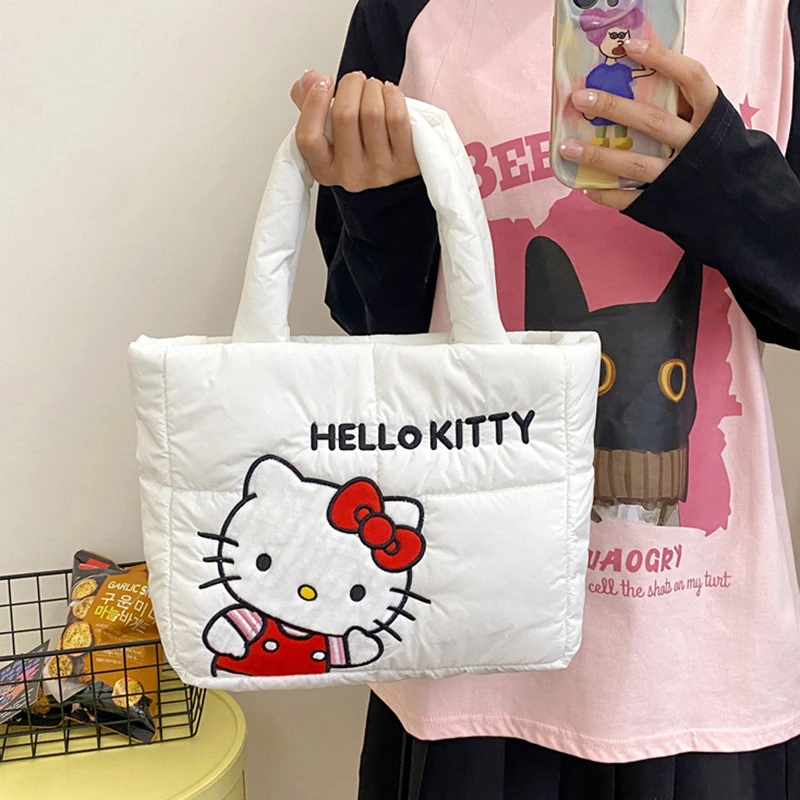 

Пуховая сумка Sanrio Kuromi Cinnamoroll Melody, мультяшная аниме Hellokitty, сумка через плечо, косметички для хранения, подарки для женщин и девочек