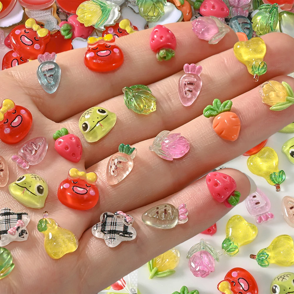 

Appro 300pcs Cute Cartoon Snake Mixed Nail Charms 3D Resin Little Star Snake Tulip Carrot Nail Art Decor DIY Crafts Nail Jewelry