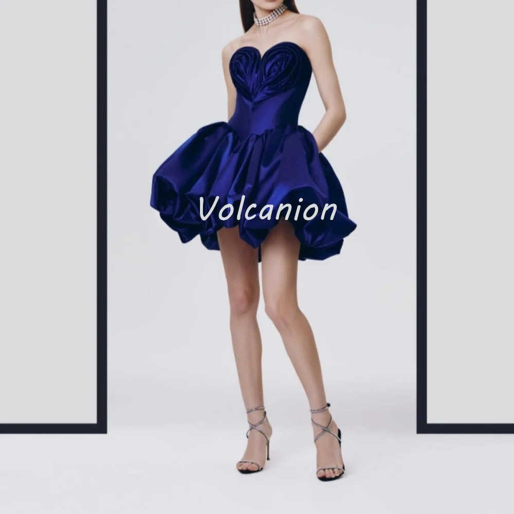 Customized Modern Style Exquisite Charmeuse Ruched Pleat Ball Gown Sweetheart Mini Dresses Bespoke Occasion Dresses High Quality
