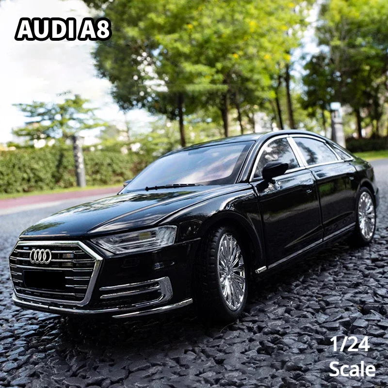 1:24 Audi A8 Luxury Car Alloy Car Diecasts & Toy Vehicles Car Model Sound and light Pull Back Car Toys For Kids Gifts A613