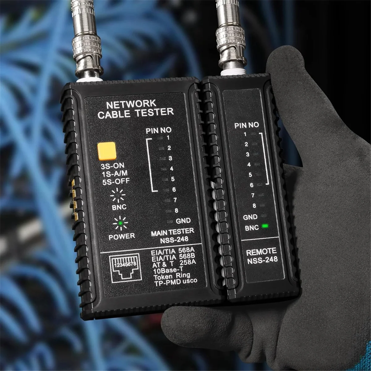 Coax Continuidade Tester para dados e cabos coaxiais, Network Cable Tester