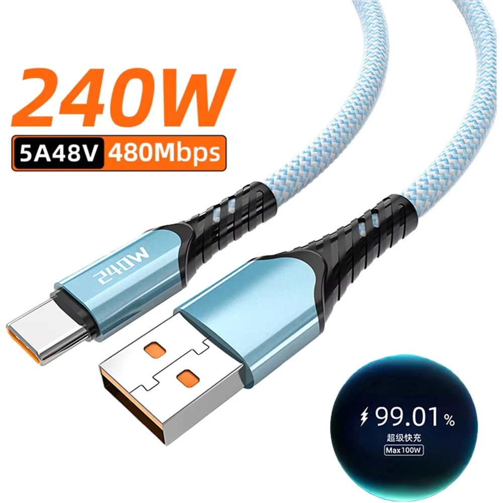240W USB-C zu C PD-Kabel 48V 5A Schnellladekabel Typ-C Telefonladegerät QC4.0 für MacBook Samsung iPhone 15 16 17 Xiaomi Laptop