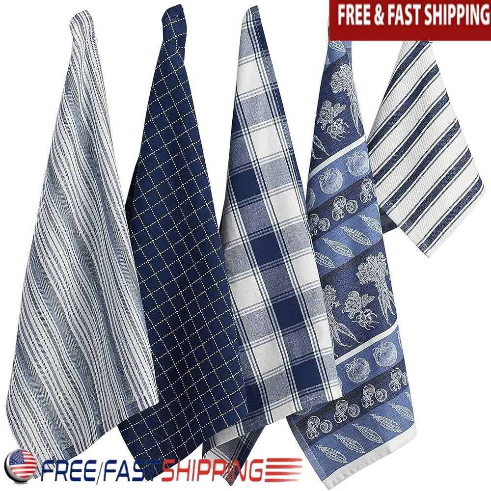 

Набор кухонных полотенец разных узоров, супервпитывающие полотенца из 5 предметов, легкие, быстросохнущие, можно стирать в машине