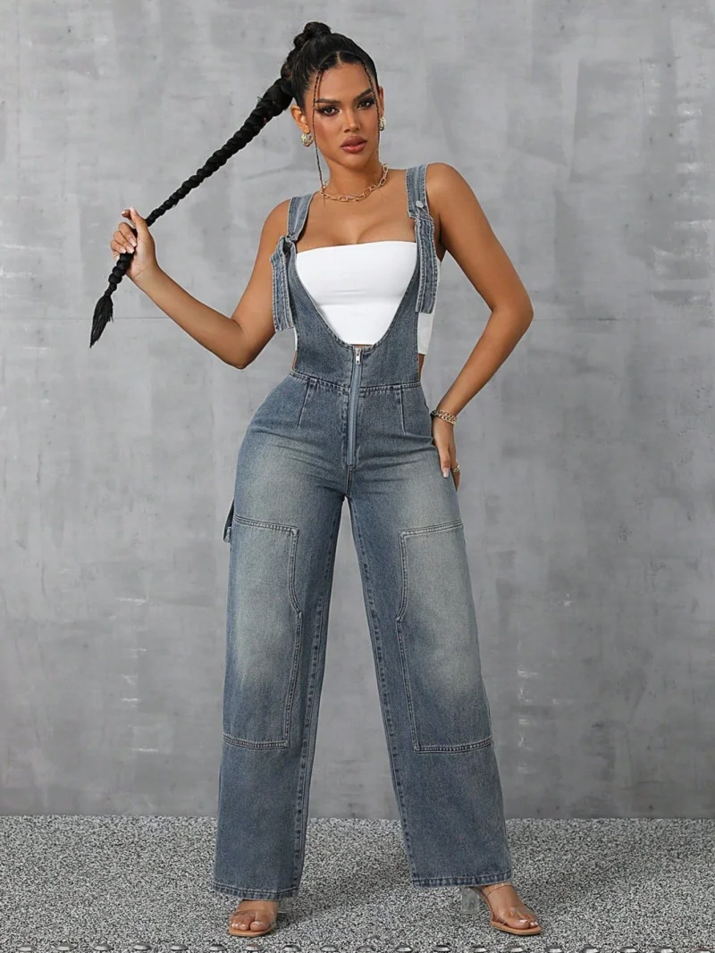 

Streetwear Jeans Jumpsuits Summer Clothing Women 2025 Sleeveless Baggy Pants Denim Rompers Playsuits One Pieces Overalls Outfits