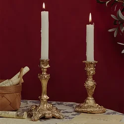 European Retro Candle Holder Baroque Art Candlestick Vintage Home Decoration Wedding Desktop Candlelit Dinner Ornament Photoprop