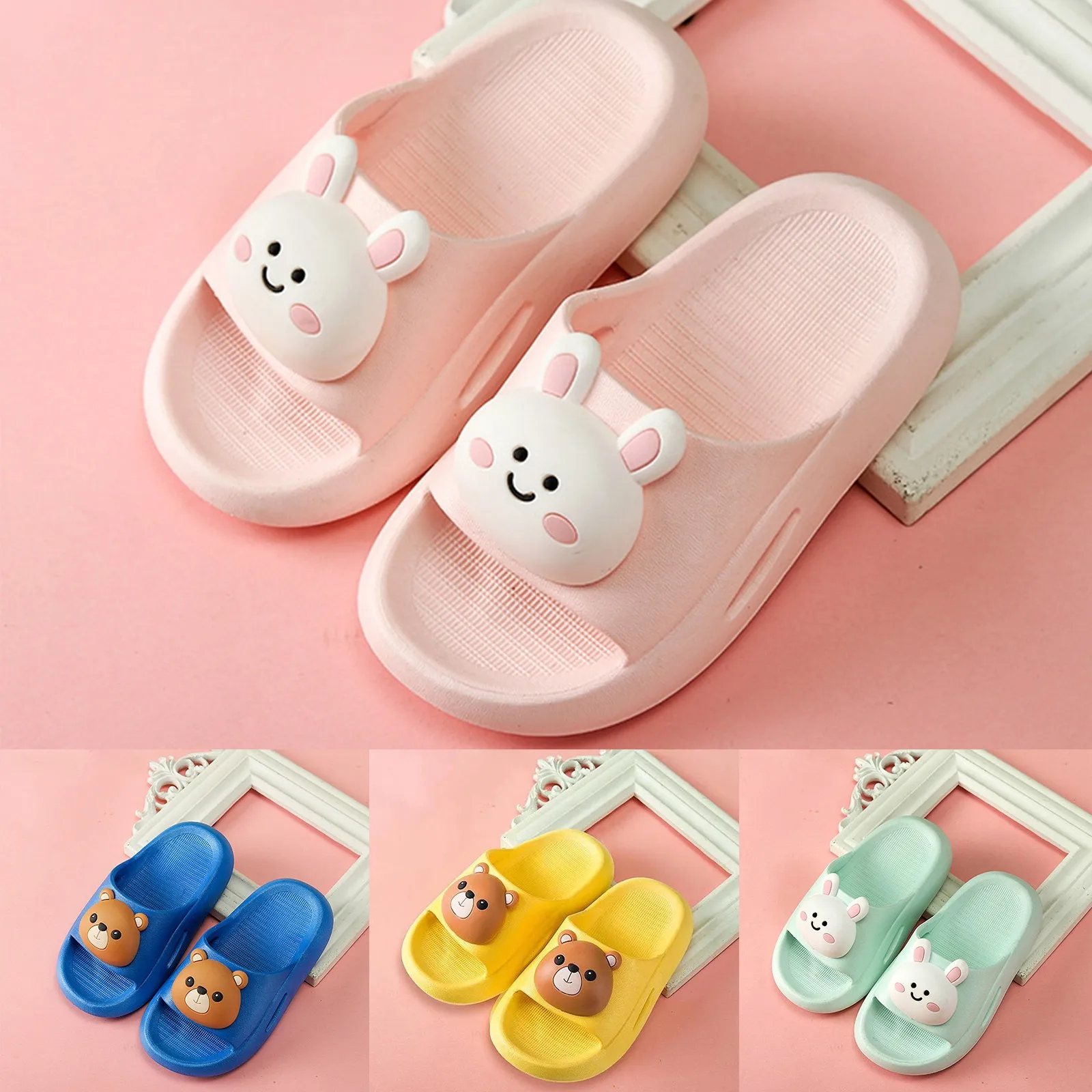 Summer Kids Home Shoes Flip Flops Baby Girls Slippers for Children Cartoon Unicorn Bathroom Antislip Thick Sole Slides 2-8 Years