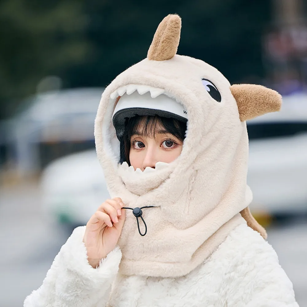

Cute Cartoon Shark Ski Helmet Cover Soft Ski Mask Cycling Windproof Cap Thermal Comfortable Warm Pullover Hat Hiking
