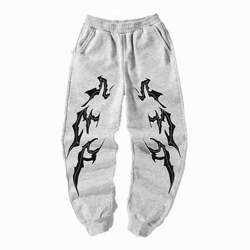 Men's Dark Brown Thorns Totem Casual Sweatpants - Elastic Fabric Drawstring Belt Geometric Pattern Perfect for Four Seasons