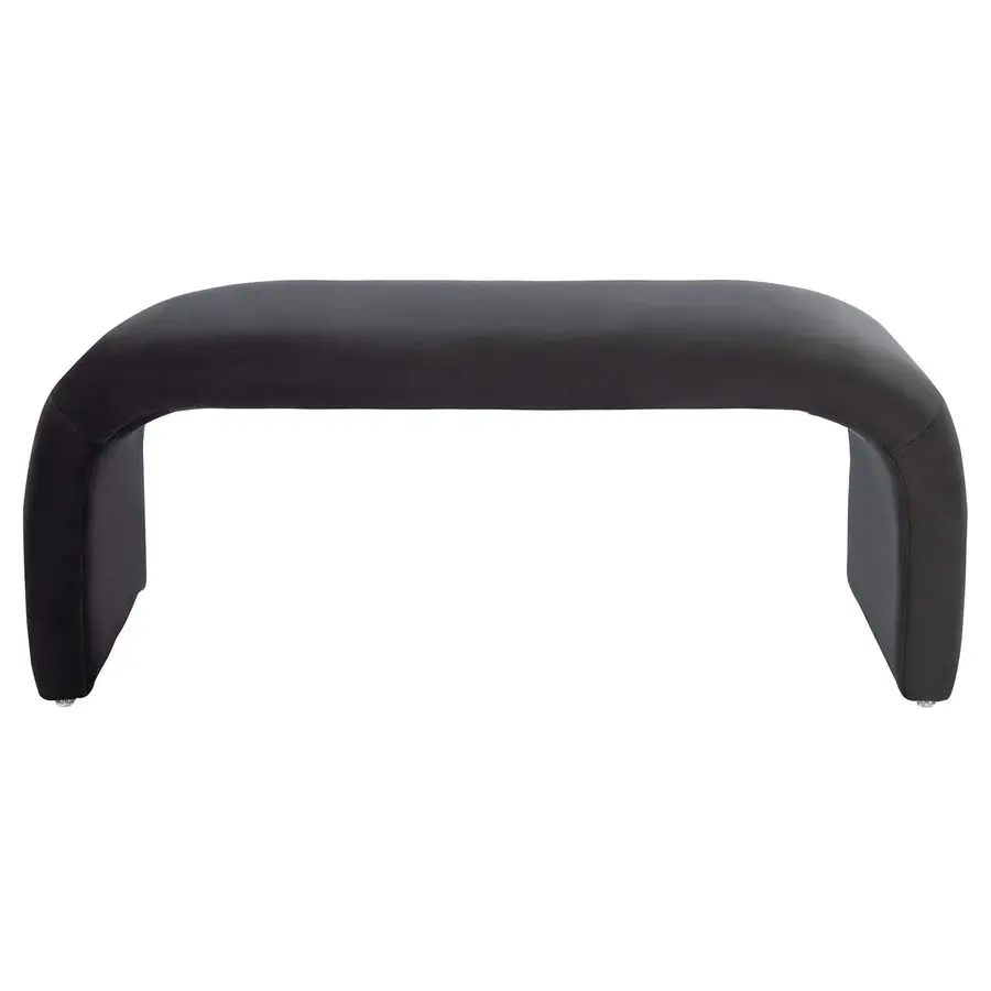 Home Collection Tenko Moderne Bank aus schwarzem Samt, komplett montiert, BCH1300B