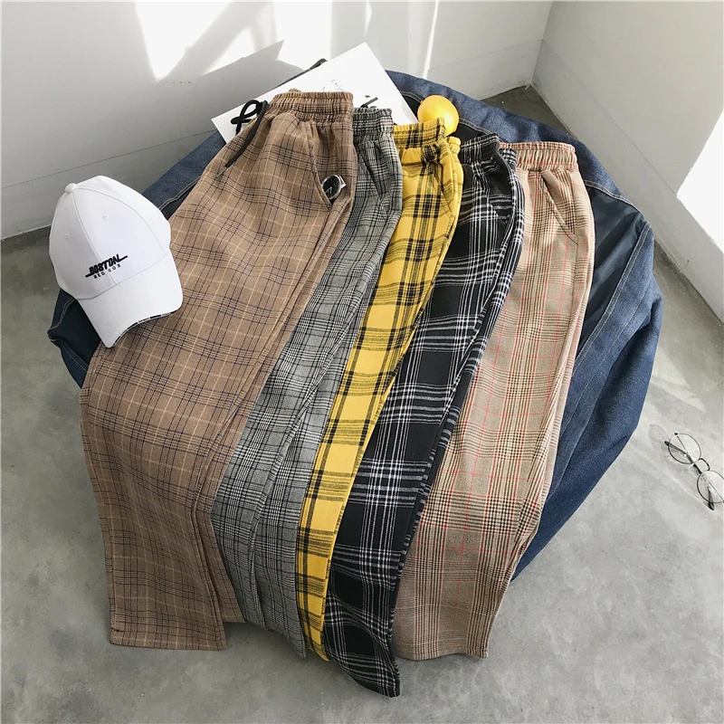 LAPPSTER-Youth Mens Baggy Harajuku Plaid Pants 2023 Men Japanese Streetwear Sweatpants Korean Fashions Vintage Casual Joggers