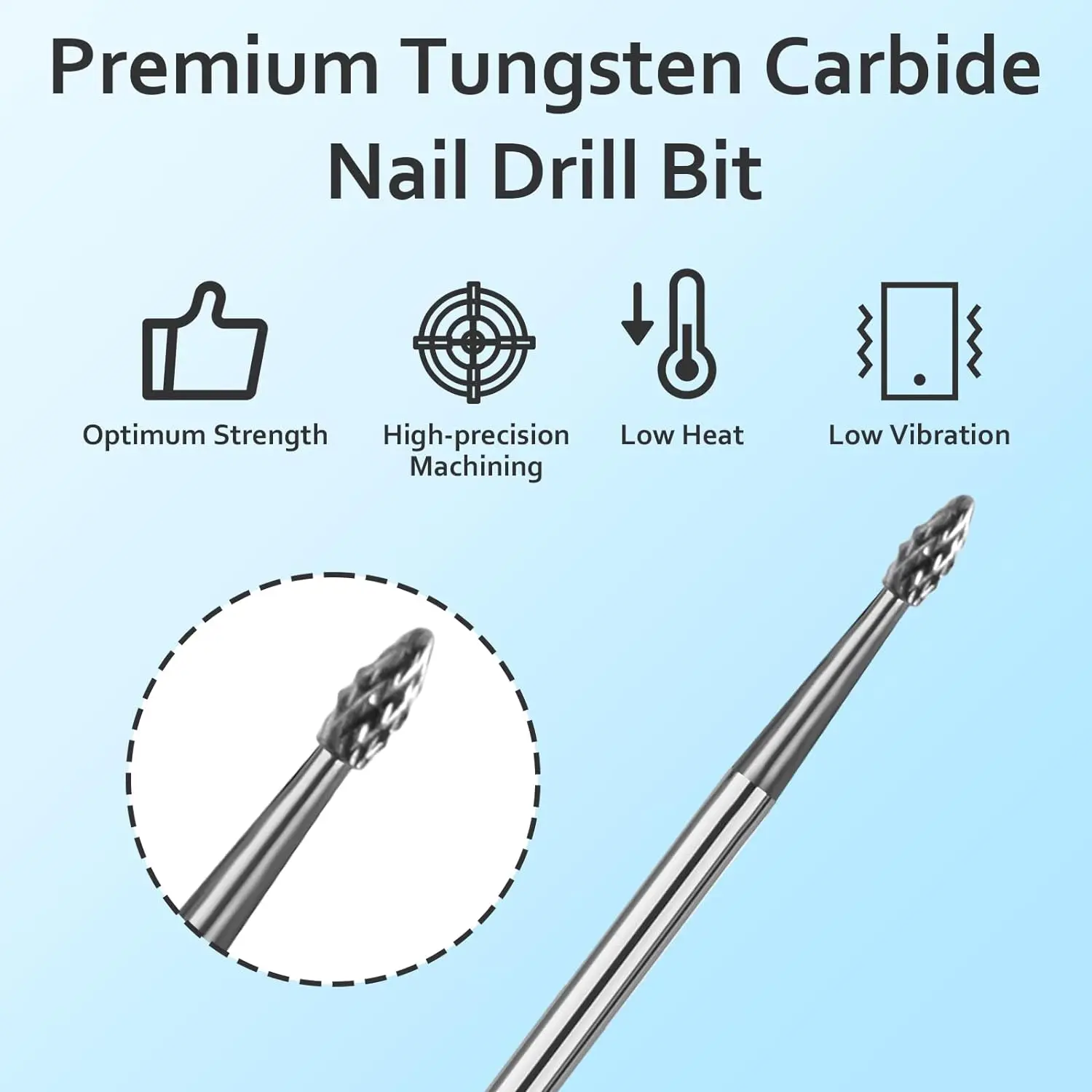 2PCS Tungsten Steel Nail Drill Bits for Electric Manicure Equipment - Dead Skin & Nail Edge Milling Cutters Set