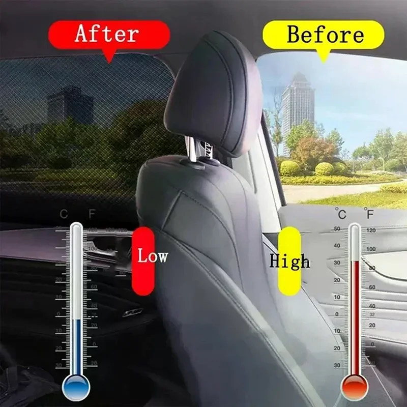 4 Set Adjustable Car Window Mesh Shades Front Rear Side Sun Barriers UV Radiation Heat Insulation Auto Interior Protection