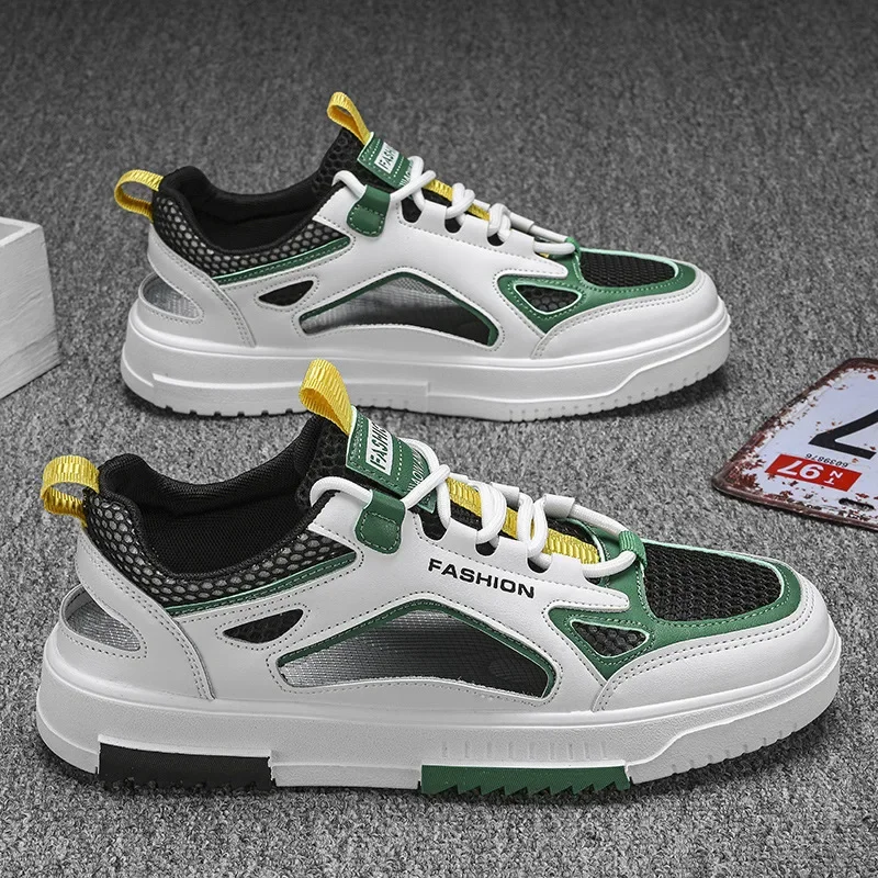 Дышащая мужская вулканизированная обувь, уличные кроссовки на шнуровке, новые летние удобные мужские сандалии, повседневные сетчатые кроссовки