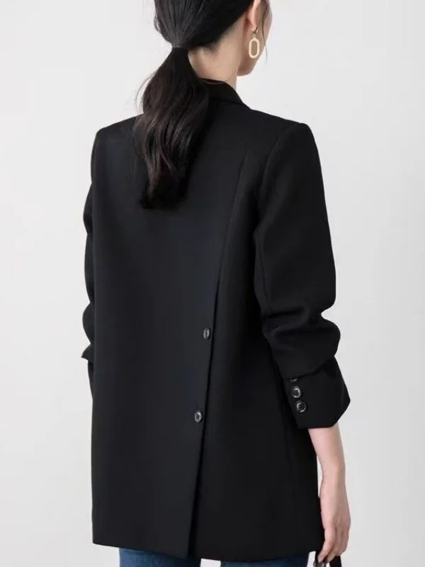 

plus Size Women's Black Suit Jacket Korean Style Casual High Waist Long Sleeve Autumn Fashion Outerwear for plus Size Women