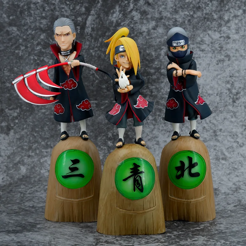 

24cm NARUTO Anime Figure Deidara Hidan Kakuzu Peripheral PVC Model Scene Statue Desktop Decorate Ornaments Birthday Gifts Toys