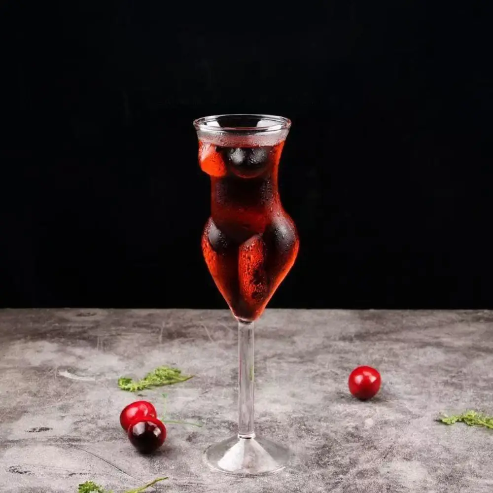 INS Style Transparent Female Body Cocktail Glass Heat/Cold Resistant Art Style Bar Wine Goblet Visible Wine Cup Pub