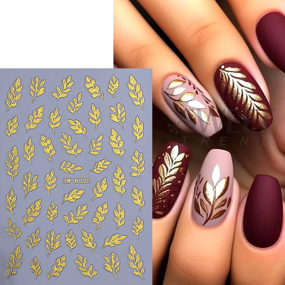 9pcs Halloween Pumpkin Nail Stickers Maple Leaf Self-Adhesive Decal Slider Nail Supplies Thanksgiving Autumn Manicure Decoration