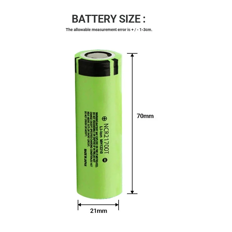 21700 NCR21700T Lithium Rechargeable Battery 4800mAh 3.7 V 40A High-discharge Battery High-drain Li-ion Battery