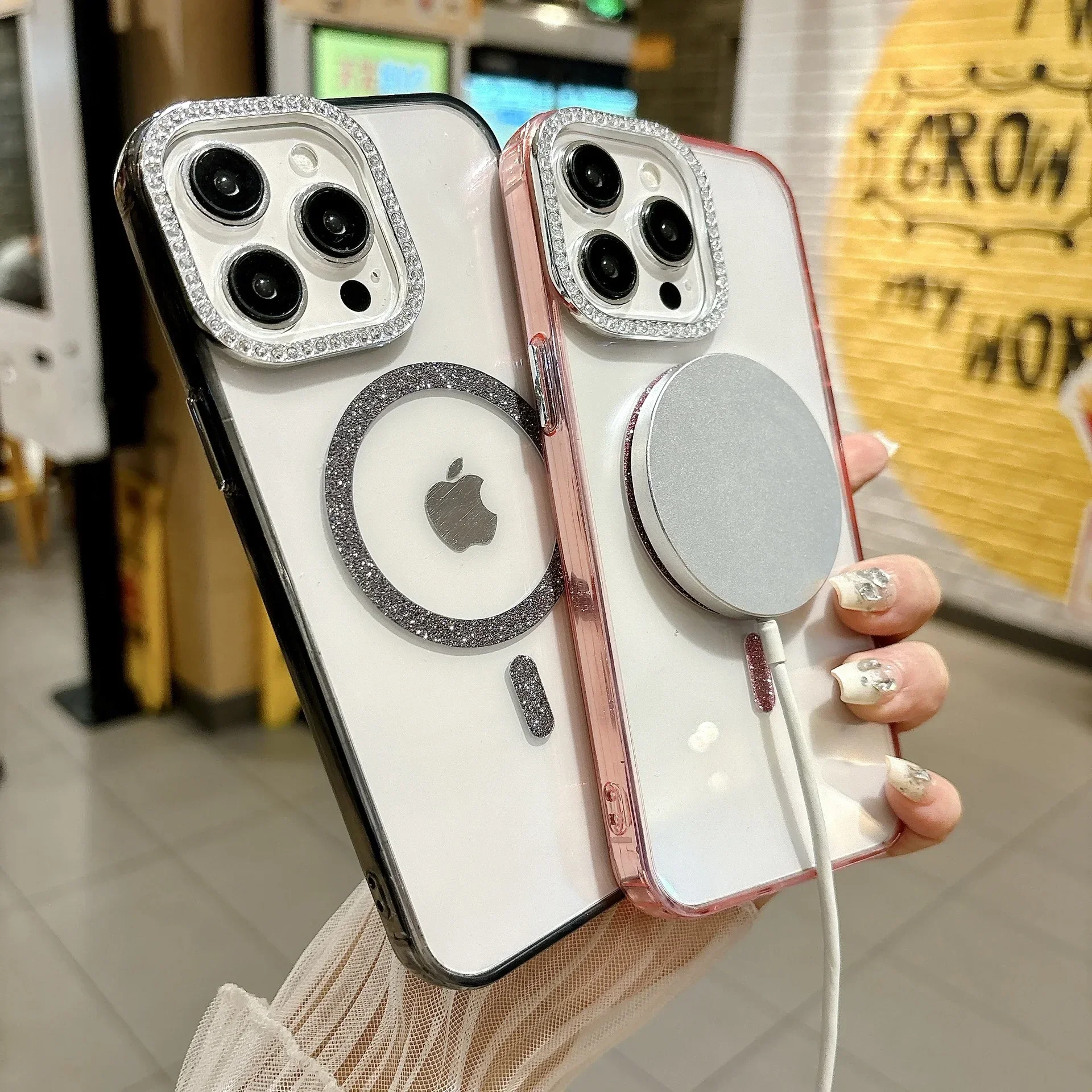 Diamond Camera Phone Case Cover for IPhone 11 12 13 14 15 16 Pro Max Shockproof Case for IPhone 16 Pro Max