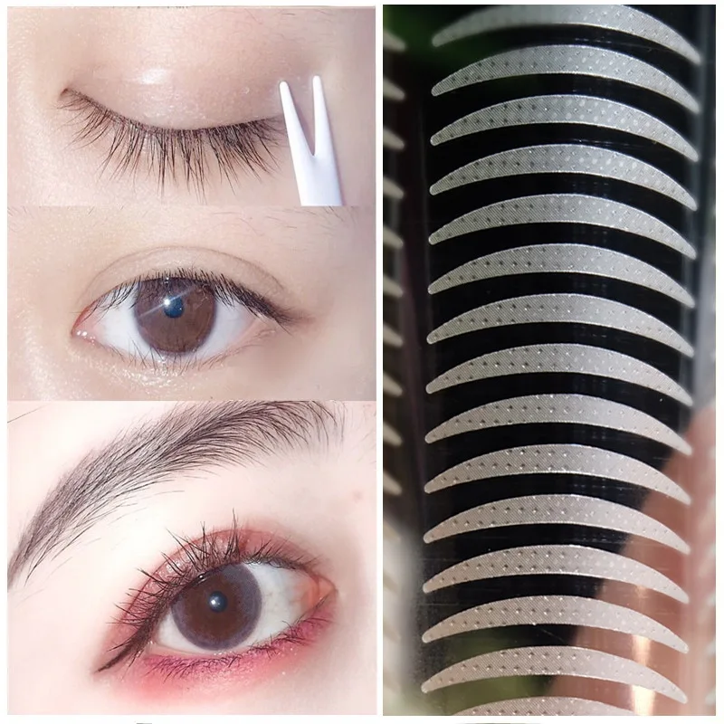 Pegatinas invisibles para párpados, tiras de encaje para levantar los ojos, cinta adhesiva doble para párpados, herramientas para maquillaje, 48 unidades por tableta