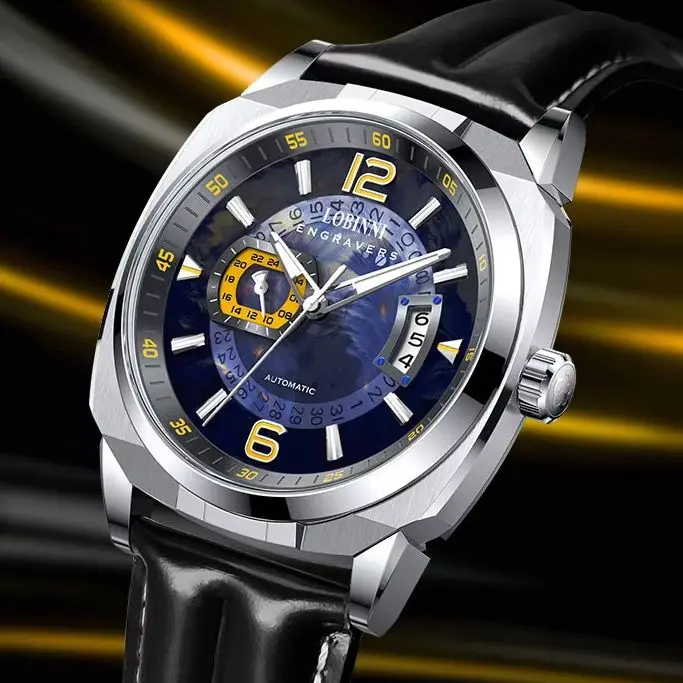LOBINNI Men Automatic Watch 43mm Square Mechanical Wristwatch Sapphire Mirror Luminous Miyota Mov
