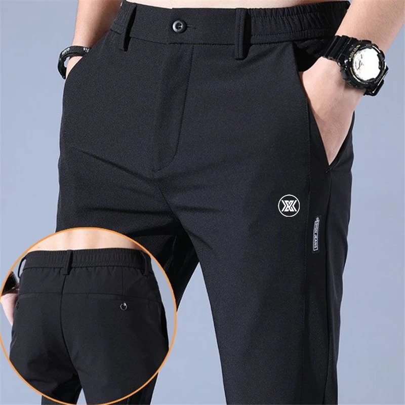 

Men's Casual Golf Pants 2024 Spring Autumn Polyamide fabric Elastic Straight Leg Long Pants Tennis Golf Trouser Sport Work Pants