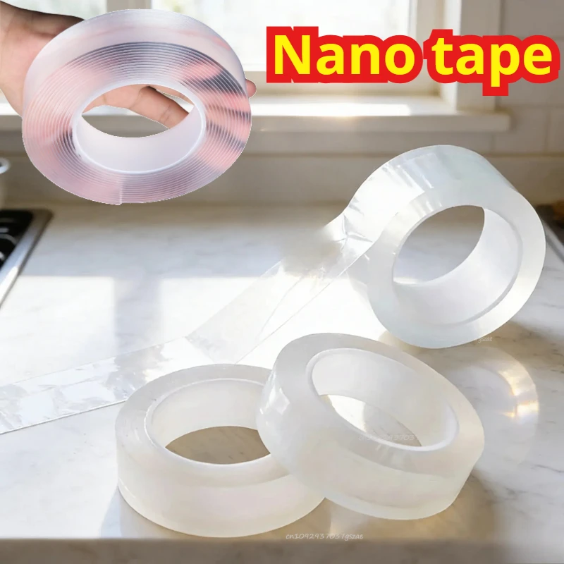 1/3/5m Nano Tape Double-Sided Adhesive Tape Traceless Waterproof Tape for Bathroom Kitchen Sink Tap Gel Sticker Home Improvement
