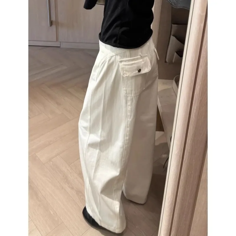 Womens Jeans New Design Wide Leg Trousers For Pear Shape Casual Wear White Color Trendy Pants