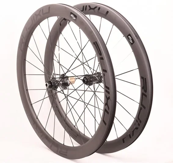 RUJIXU carbon road bike wheels on 700C carbon disc brake rims with centre lock 6-d quick removal road bike wheel sets