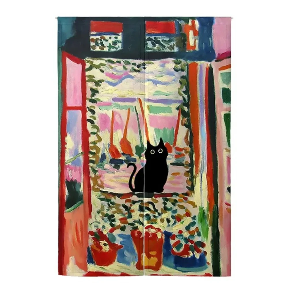 Van Gogh's oil painting changing room Curtain Privacy Partition Doorway Curtains Kitchen Entrance Noren Linen Hanging