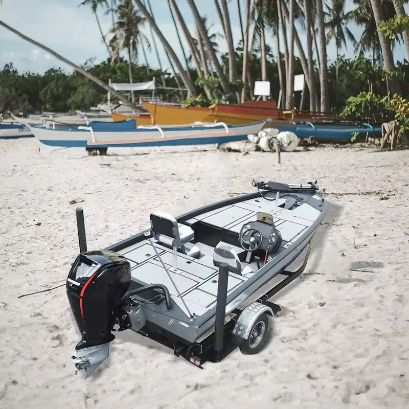J490 V-Hull Aluminum Speed Jon Boat 4.7m Fishing and Perch Boat with Console and Sofa for Outdoor Surfing on Lakes