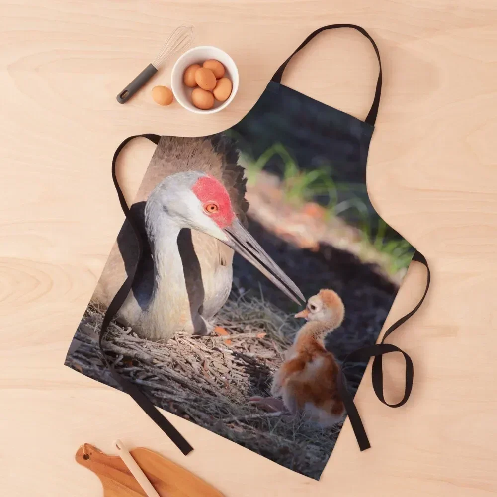 Sandhill with chick Apron Waterproof custom women's kitchen Kitchen Supplies Idea Goods Sexy Apron