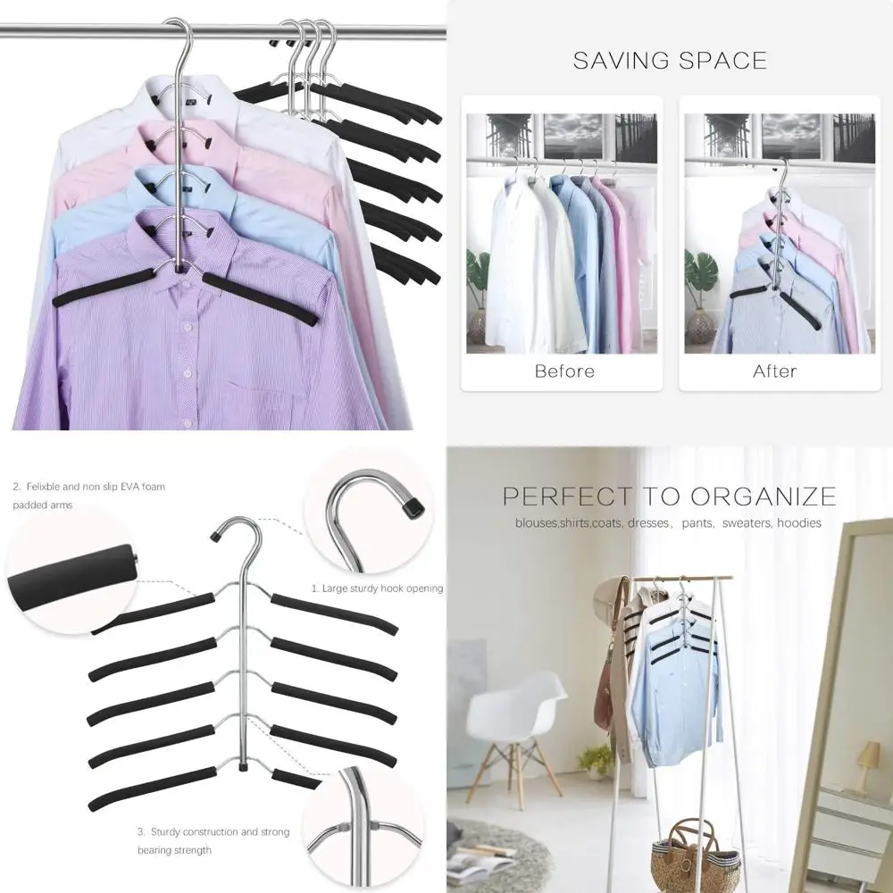 Blusen- und Hemdbügel – rutschfester, platzsparender Schrank-Organizer aus Edelstahl (4)