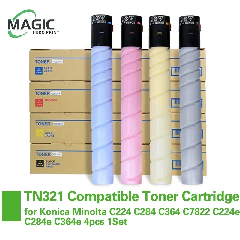 TN321 TN220 Compatible Color Toner Cartridge Bizhub C224 C284 C364 C7822 C7828 for Konica Minolta Powder 224 284 364