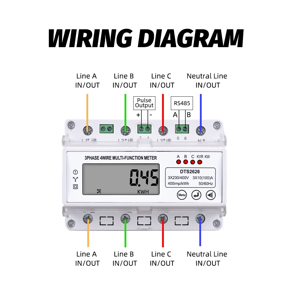 Trójfazowy czteroprzewodowy wielofunkcyjny cyfrowy miernik energii watowej wyświetlacz LCD watomierz napięcia kWh 380V 3X10 100A AC