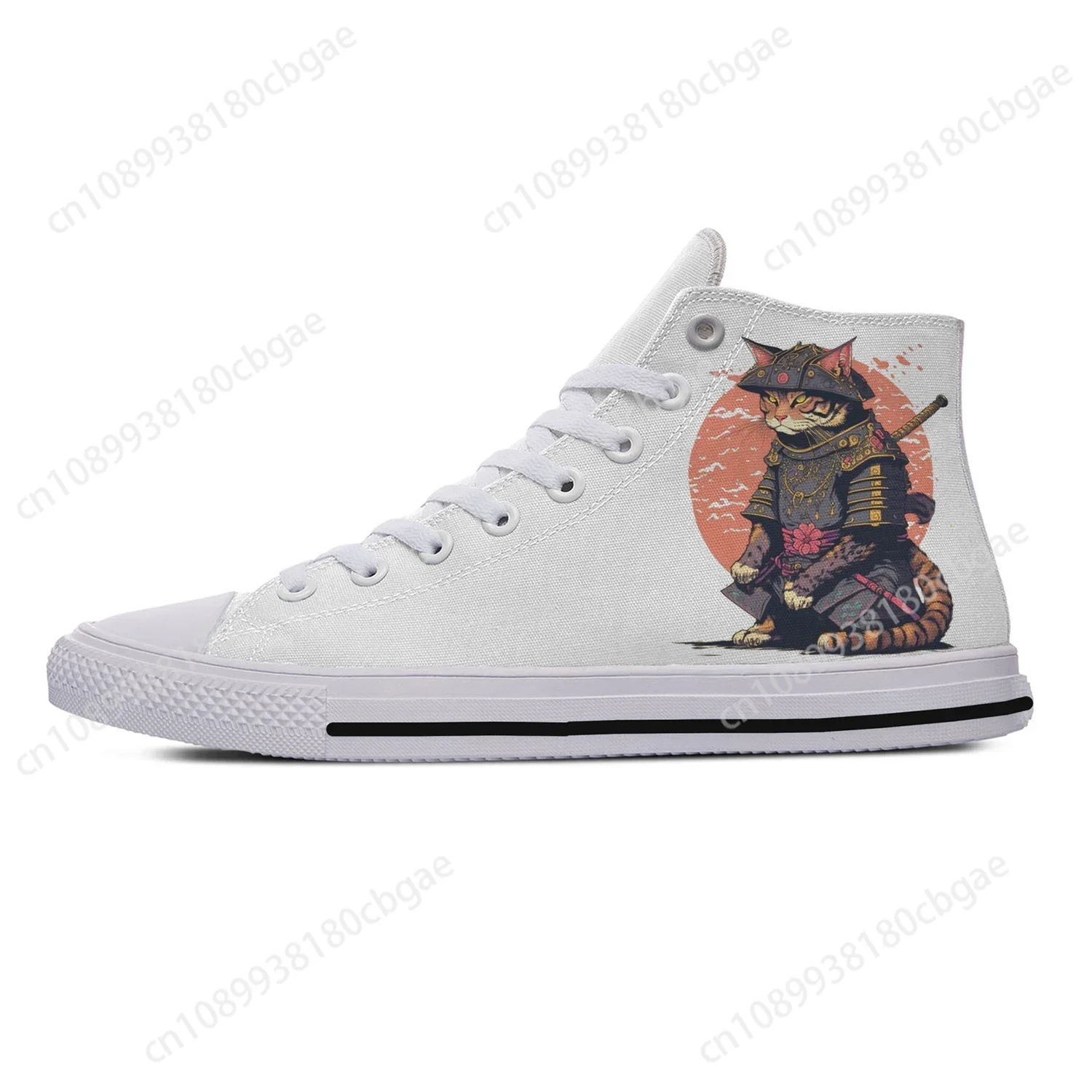 

Japan Samurai Cat Pattern High Top Sneakers Mens Womens Teenager Casual Shoes Canvas Running Shoes 3D Print Lightweight shoe