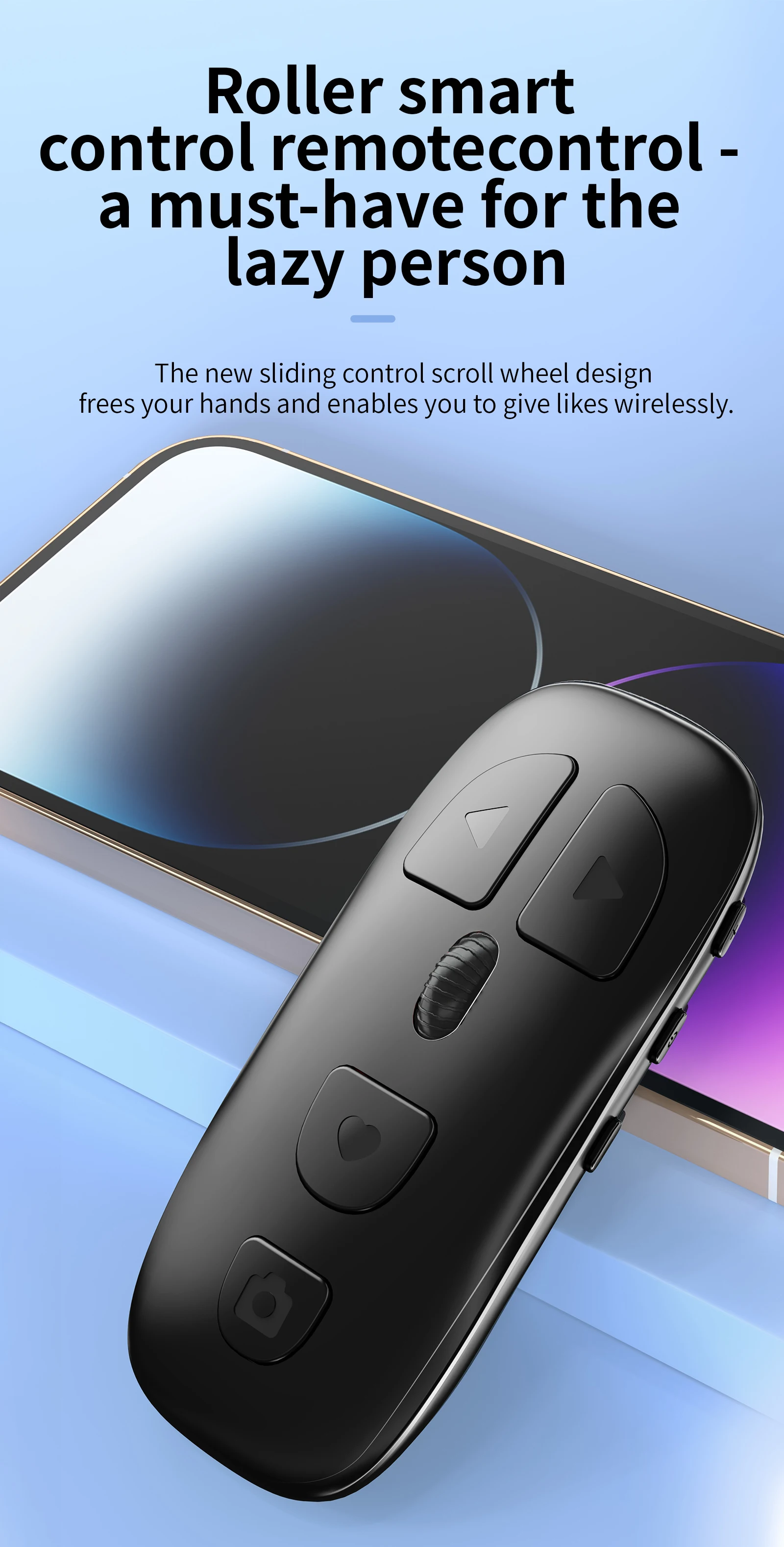 Cell Phone Finger Ring Bluetooth-Compatible Remote Control,Selfie Video Remote Controller, Automatic Page Turner