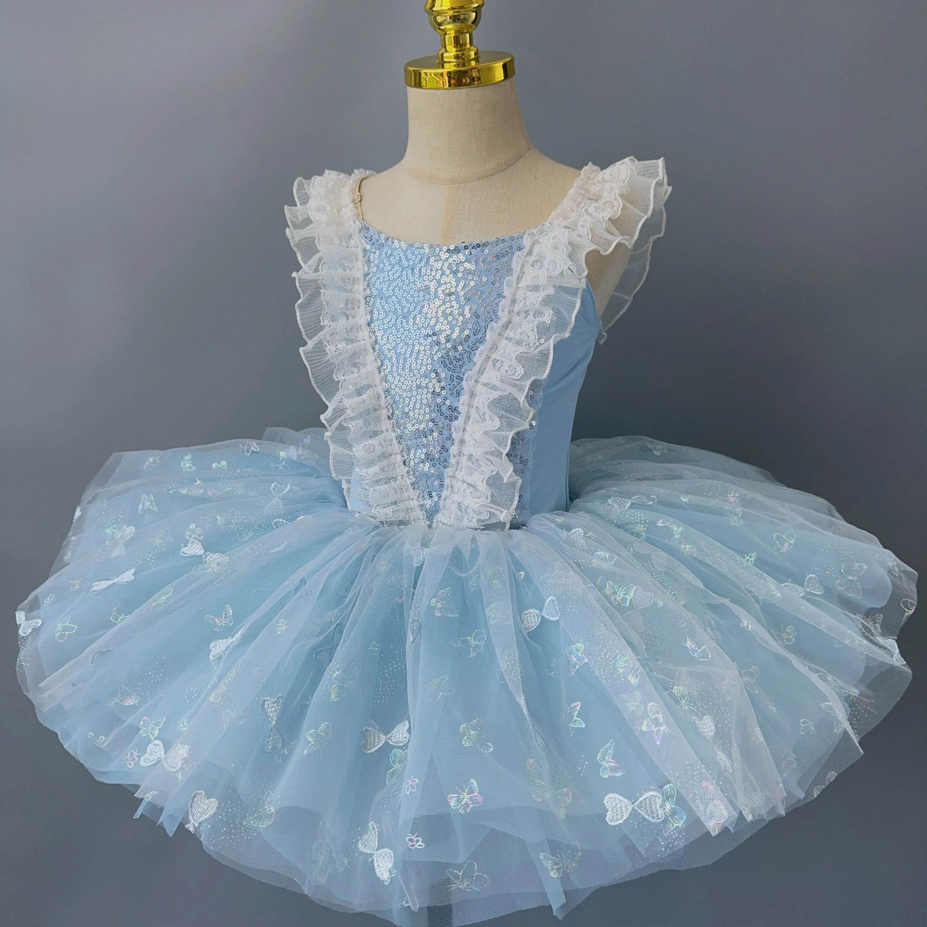 Vestido de balé lantejoulas para meninas, vestido de bailarina roxo infantil, traje de cisne infantil, trajes de balé tutu