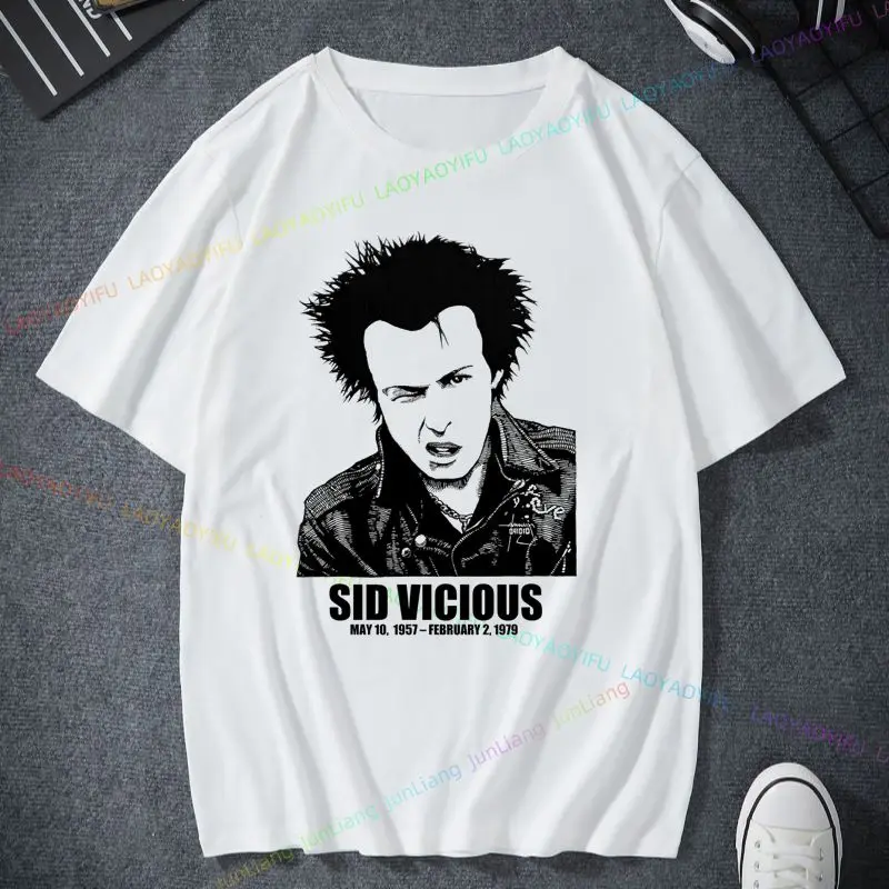 90s Sid Vicious Dead retro Punk Hip Hop T-shirt Loose casual summer short-sleeved crew neck fashion shirt