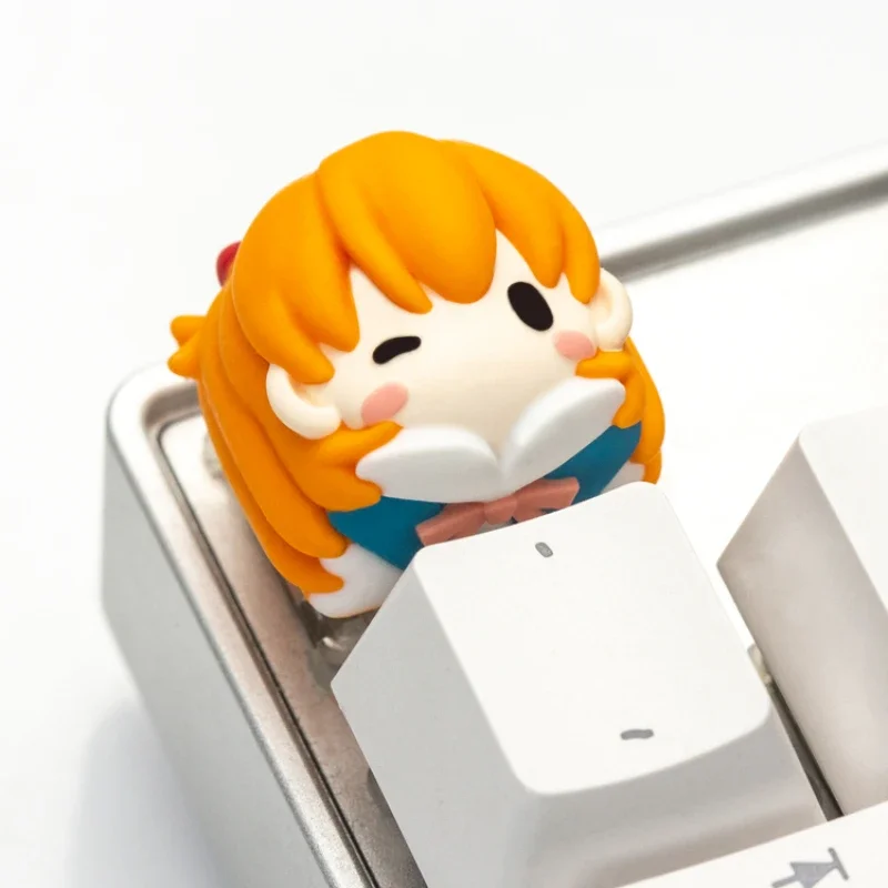 New Century Gospel Theme Mechanical Keyboard Keycaps Asuka Personalized Handmade Customized Cartoon Anime Resin Keycaps Gifts