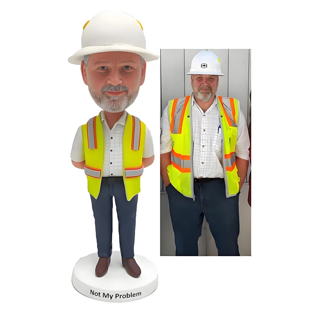 

Personalized Construction Worker Bobblehead, Custom Engineer Bobble Head Figurine, Handmade Polymer Clay Statue, Retirement Gift