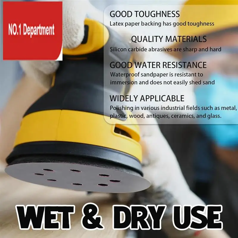 

200 Pcs Sandpaper 5 Inch 8 Holes Hook And Loop Wet Dry Sanding Discs Assorted Grits, Orbital Sander Pads For Polishing, Durable
